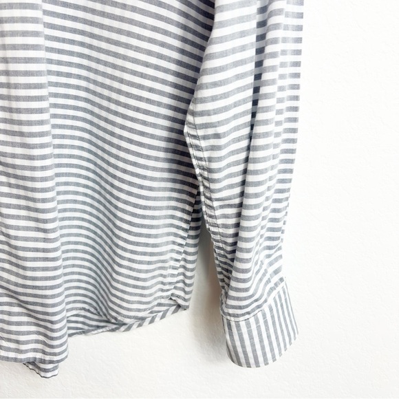 FRENCH CONNECTION MEN BUTTON DOWN LARGE GREY WHITE DRESS SHIRT 100% COTTON - Picture 3 of 6